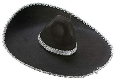 DEGUISE TOI - Sombrero noir bordure argentée adulte - Sombrero - Taille Unique - Noir - Accessoires pour déguisement - 100% Polyester 100% Polyester - - Carnaval