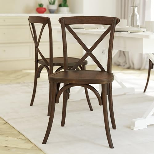 EMMA + OLIVER Stackable Mahogany Wood Cross Back Chair
