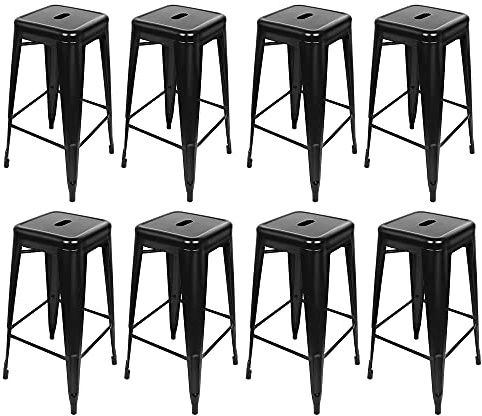 Yizhe 8 Sgabelli Alti da Bar Industrial, Sgabelli Molto Impilabili, Moderni, Robusti, Sgabelli Bar 76 cm in Metallo Ferro, Nessuna Necessità di Installazione (8)