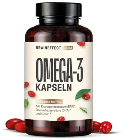 BRAINEFFECT Capsules Premium Oméga 3 à l’huile de krill | 100% huile de krill (non diluée) | Astaxanthine EPA DHA Choline | Sans odeur ni goût de poisson | 60 gélules | Fabriqué en Allemagne