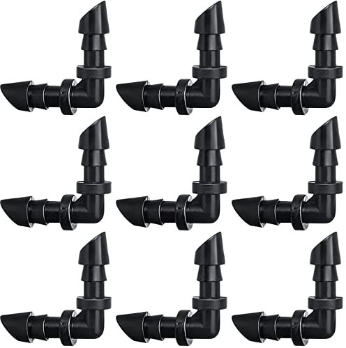 LIKOSO Lot de 100 Raccord Tuyau D'arrosage, Plastique Connecteurs Coude (Convient aux diamètres intérieurs de 4 mm/7 mm) D'arrosage Adaptateur Robinet Arrosage Accessoires