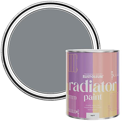 Rust-Oleum, grau Heizkörperfarbe, hitzebeständig, geruchsarm in Matt Finish - Mineralgrau 750ML