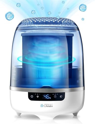 Aaira Humidifier for Bedroom, 4-in-1 Air Purifier for Home, Pet Odour Eliminator, Removes 99.9% of Bacteria Viruses Mould Flu Virus & Norovirus, Hypochlorous Acid Air Purifier for Smokers
