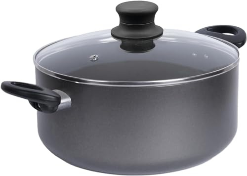 Stock Pot with Lid 8L / 28cm Large Non Stick Cooking Pot Saucepan Soup Pot - Heat Resistant Handles Cookware Casserole Dish, Grey by Circle of Trust