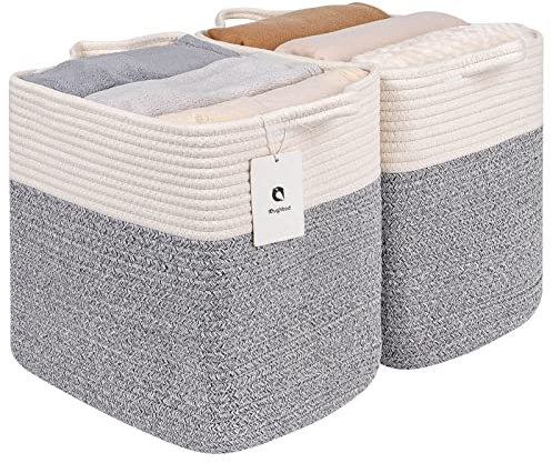 Laughbird Wäschekorb, hoher Aufbewahrungskorb, dekorativer Würfel, Aufbewahrungskorb, Garn, faltbar, weich, gewebte Korbgriffe für Regale, Spielzeugkörbe, Aufbewahrung, Kindertuch zum Organisieren von