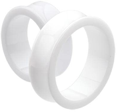 1 PAIR (2pcs) ACRYLIC TUNNELS Double Flare Gauges Solid Saddle Thin Ear Flesh Plugs 1037 (1/2 (12MM), White)