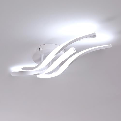 Comely - Plafoniera LED a soffitto, bianca, potenza di 24W, 2700LM. Design Moderno con 3 luci curve. Luce bianca 3000K, adatta ad ogni ambiente, come: corridoio, cucina o soggiorno. Lunghezza: 52 cm.