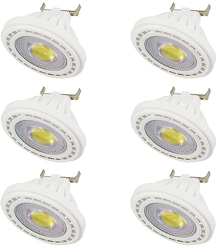 TPMAFF AR111 Ampoule LED G53 Réflecteur Projecteur 12 Watts COB 1200 Lumens (Équivalent halogène 100 W) Angle de faisceau de 120 degrés AC/DC 12 V Spot basse tension Non dimmable (Lot de 6)