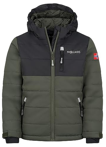 Trollkids Hemsedal Children's Ski Jacket / Winter Jacket, Ivy Green/Black, 140