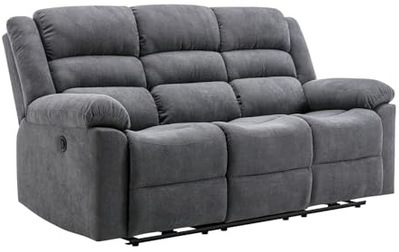 Vente-unique - Divano relax 3 posti Burolo - poliestere - grigio