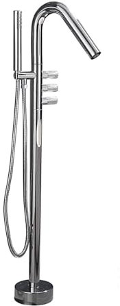 WRJAHCG Latón Grifo De Pie para Bañera Exenta,Monomando Caliente O Frío Grifo Bañera Y Ducha,Modernos Grifo Suelo Bañera Alcachofa De Mano,A:Chrome