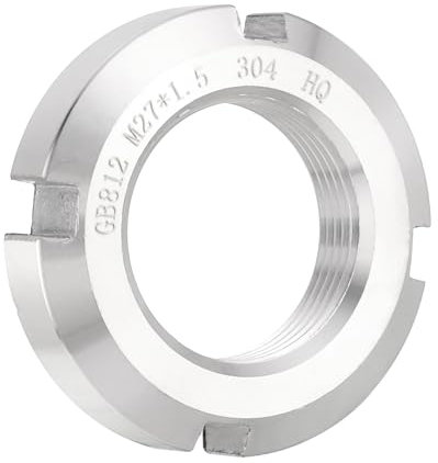 QUARKZMAN M27 x 1.5mm - 1pz Fissaggio Dadi Tondi Scanalati Quattro Scanalature - Dado Bloccaggio Tondo Acciaio Inossidabile 304 per Vari Cuscinetti Volventi, Settore Industriale, Argento