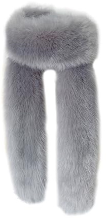 SMTCM Bufanda Estola de Piel Sintética para Mujer Larga Bufanda de Piel 180cm Cuello de Piel de Zorro Sintético Invierno Cuello de Piel Bufanda de Boda Estola Nupcial Piel Sintética Cuello de Piel