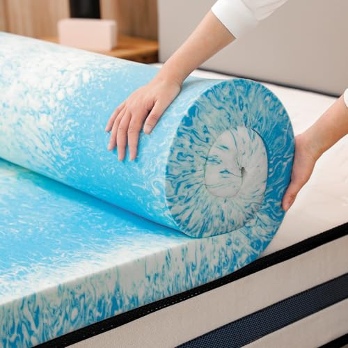Bynex 3 Inch Queen Size Memory Foam Mattress Topper, Cooling Gel Infusion Bed Topper Pad for Firm Mattress (60 x 80)