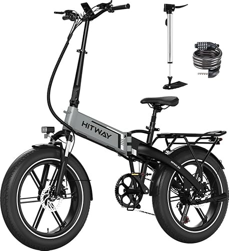 HITWAY 20 * 4,0 Pouces Vélo électrique, VTT Électrique Tout-Terrain, Autonomie 60-120km, Vélo Électrique Pliable avec Batterie 48V 13Ah, 7 Vitesses, Moteur 250W, Ville E-Bike Pedelec pour Adultes
