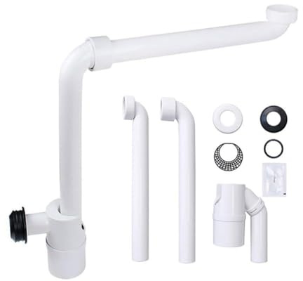 Tidevib Tubo di scarico G1-1/4 di pollice con design regolabile a 360, barriera d'acqua profonda 70 mm, filtro per capelli integrato e silicone a prova di perdite per anello per bagni compatti