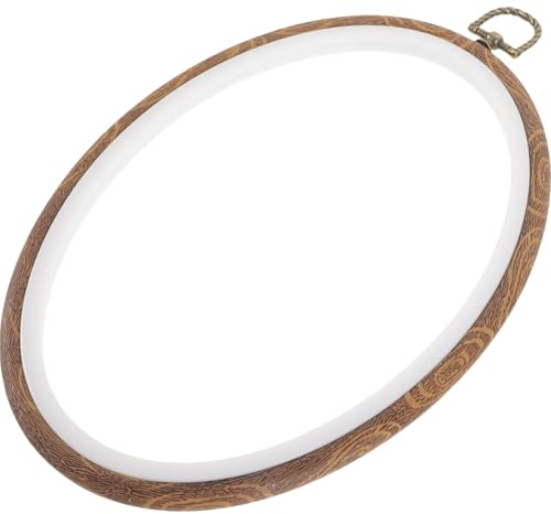 Holibanna Telaio da Ricamo in Legno Ovale 18x25 Cm, Cerchio da Cucito Fai da Te Regolabile per Punto Croce, Supporto per Tessuti Stabile, Strumento Artigianale per Ricamo e Decorazioni DIY