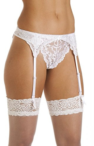 Mytoptrendz® Womens Medium Suspenders Belt Embroidery Lace With Elastane and Adjustable Straps- (White)