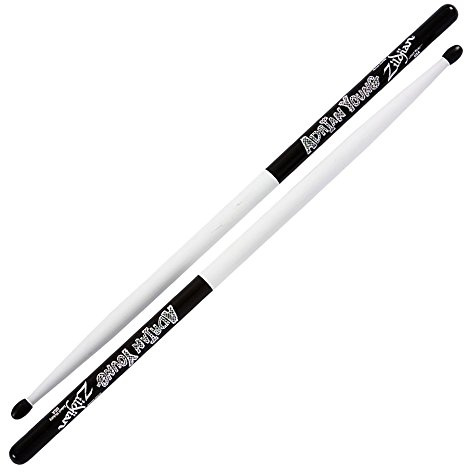 Zildjian Artist Series Hickory Drumsticks - Adrian Young - Nylon Tip - Black & White