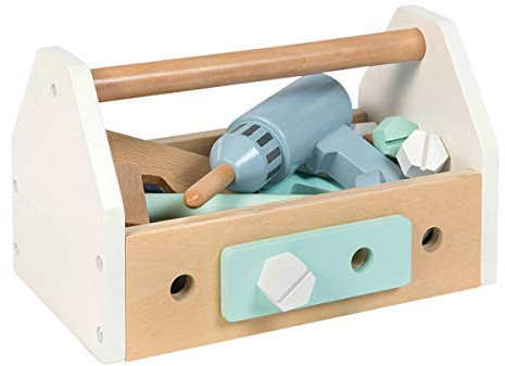 MUSTERKIND Werkzeugkiste - FAGUS weiß/blau/Mint aus Holz