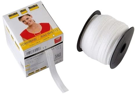 Plush Addict Iron On Formband Bias Tape 12mm for Sewing, Dressmaking, Home Decoration and Craft Accessories - White - 5 Metres