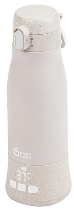 Babymoov Calientabiberones transportable inalámbrico Moov & Feed - Capacidad 340 ml - Agua o leche materna- Temperatura regulable -Mantenimiento en caliente hasta 7h- Recarga USB -Garantía de por vida