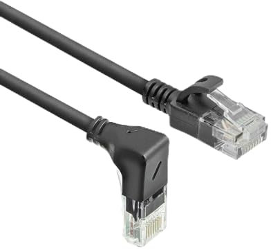 ACT Cable de red CAT6A acodado 90° hacia abajo, U/UTP LSZH LAN cable delgado de 3,6 mm Slimline, cable Ethernet flexible con conector RJ45, 1,5 metros, hacia abajo - DC3951