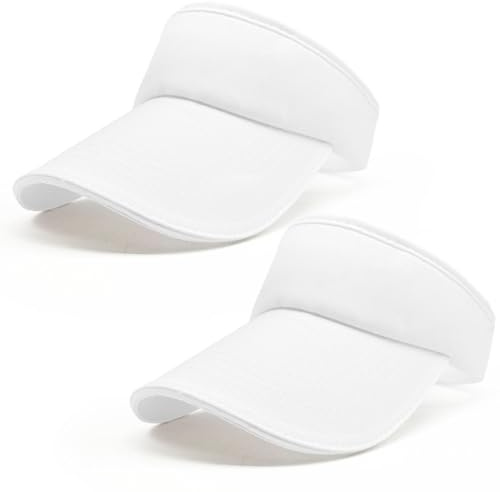 FUIPVGI 2 Pièces Visiere Casquette Anti UV Femmes, Casquette à Visière Sweatband Réglable Hat, Beach Visiere, Visières de Soleil Anti-Soleil pour Tennis Running Baseball Golf Cyclisme Unisexe (Blanc)