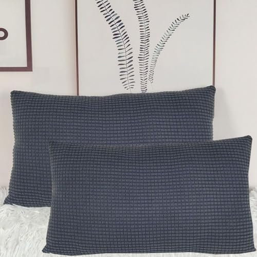 SWJ-swjssb Stretch Kissenbezüge 50x70 2er Set Kissenbezug, Sofa Kissenhülle Für Dekokissen Cordstoff 40x60, Dekorative Zierkissen -hüllen, Cord Kissen Bezug Einsetzbar(Dark Gray,50x70 cm (Pack of 2))