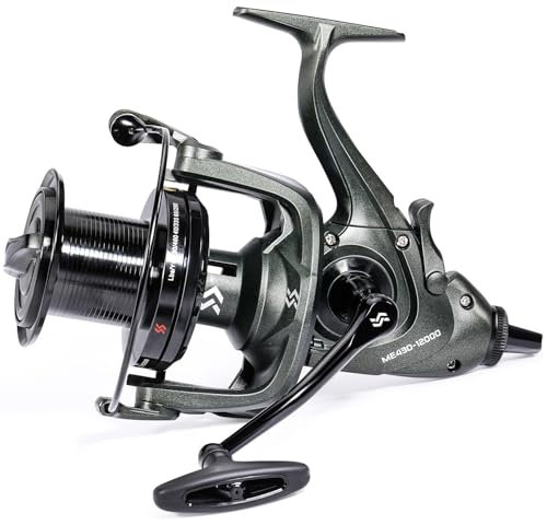 Sougayilang ME430 Karpfenrolle, 11000/12000 Große Schnurkapazität Surfen/Karpfenangelrollen, 13+1BB Glatt Leistungsstarke Karpfenrollen 4.6:1 Übersetzungsverhältnis für Salz- und Süßwasser-12000