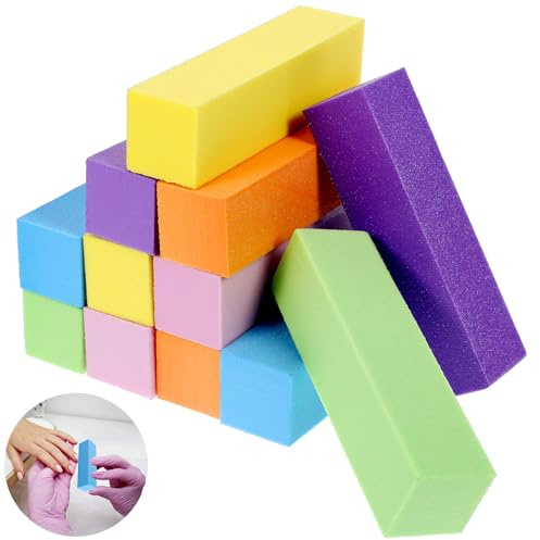 Lnngub 12 unidades de tampón para uñas, bloques de lijado de tampón de colores, 9,5 x 2,5 x 2,5 cm, limas de búfer profesional, esponja cuadrada, bloques de lijado para uñas de gel
