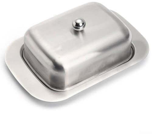 Keeps Your Condiments Fresh Stylish Stainless Steel Butter Dish with Lids (Metal cover)
