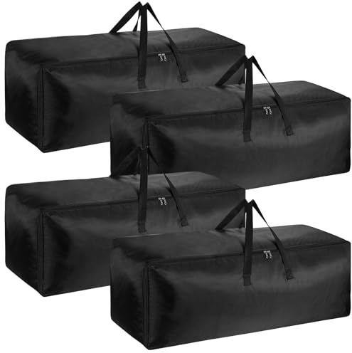 Lot de 4 grands sacs de voyage de 130 L, résistants à l'eau, pliables et résistants avec fermetures éclair métalliques pour le camping, les déménagements, sac fourre-tout en tissu Oxford 1680D, 101 x
