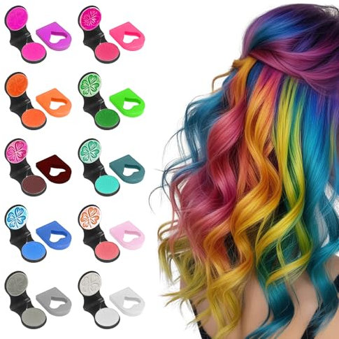 Lot de 10 Craie Cheveux Colorées pour Filles, Cheveux Craie de Coloration Temporaire Dye Couleur Lavables,Coloration Temporaire Cheveux, pour Hommes et Femmes,pour Anniversaire Halloween