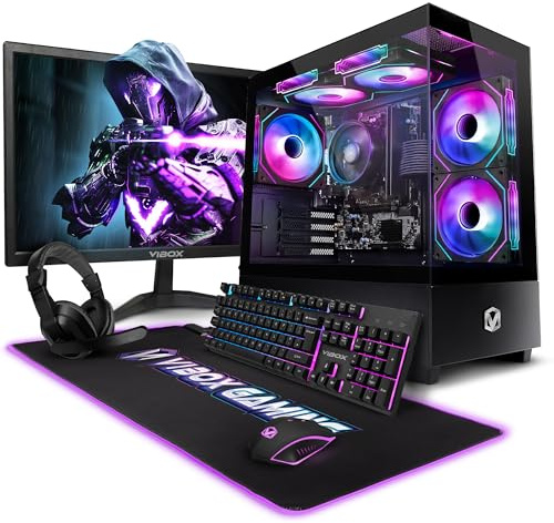 Vibox I-96 Gaming PC Set Komplett • Monitor 22 Zoll • AMD Ryzen 3 3200G 4-Kern • Radeon Vega 8 • 8GB RAM • 480GB SSD • Linux OS • WLAN