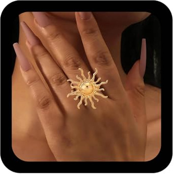 Allereya Bague Gothique Et Céleste Bague Soleil Ajustable Bague Doigt Soleil Bague Soleil Bague De Déclaration Gros Bijoux Soleil Pour Femmes