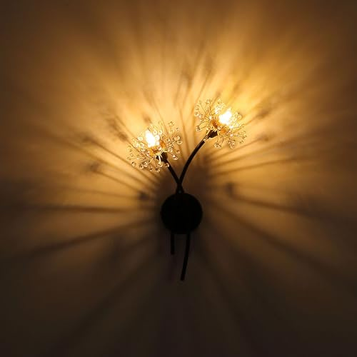 Wandlampe Flurleuchte Blumen gold Wandleuchte Flurlampe Wohnzimmerleuchte schwarz, 2x G9, BxH 32,5 x 44,5 cm