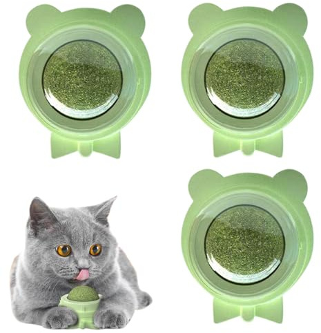 Generico Silvervine Cat Toy - Pack of 3 Cat Balls, Wall Mounted Lick Balls, Rolling Chew Snacks | Funny Cat Interactive Ball for Cats by i