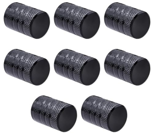 8 pezzi Tappi per Gomme Auto in Alluminio, Tappi per Valvole Pneumatici in Alluminio, Cappucci stelo valvola pneumatici Per auto, SUV, moto e bici, Nero