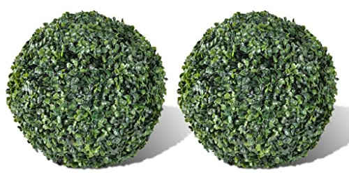 Genérico Arbusto de Bolas Boj Artificial H27 cm 2 Unidades,Casa y jardín,Decoración,Flora Artificial,40871