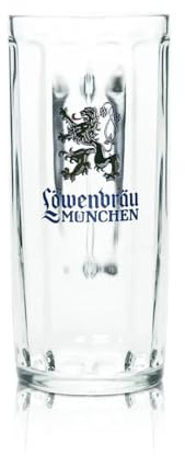 GarageBar Lowenbrau - Bicchiere da birra da 50 cl/pinta, prodotto ufficiale, resistente, perfetto per Oktoberfest, boccale tradizionale tedesco, ideale per bar o grotta degli uomini, 1 bicchiere