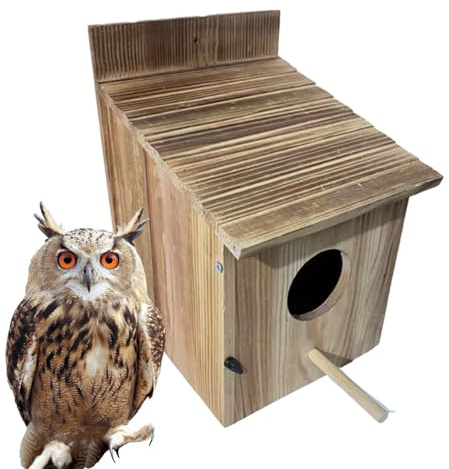 Cajas nido de búhos para exteriores, refugio de madera resistente a la intemperie y decorativo – sitio de anidación de pájaros de madera, para pinzones, pájaros azules, adecuado para jardín, balcón