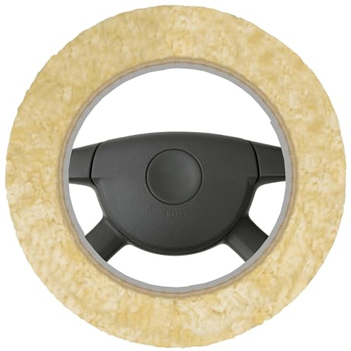 Walser lammskinn, rattmuff för bil, 100% lammskinn, rattskydd, rattskydd, päls, rattöverdrag, bil vintertillbehör, rattmuff vinter, rattvärmare beige