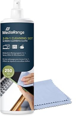 MediaRange Bildschirm-Reinigungsspray mit Mikrofasertuch, 250ml