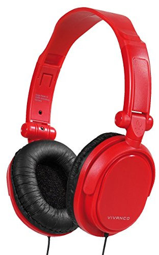 Vivanco DJ 20 Stereo On Ear Kopfhörer faltbar (drehbar, DJ-Style, 1,8m Kabellänge) rot
