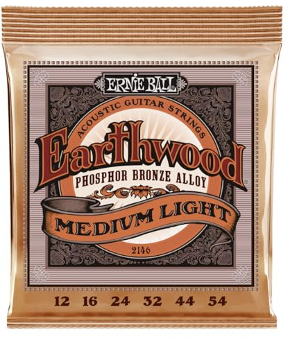 Ernie Ball Earthwood Medium Light Phosphor Bronze Acoustic Guitar Strings 3-pack, 12-54 Gauge (P03446)