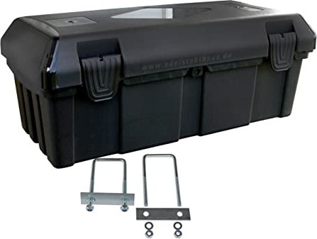 Deichselbox mit 2 Verschlüssen inkl. Edelstahlhaus Halter, Werkzeugkasten für Anhänger Staukiste 30 ltr Anhängerbox, Daken B23-0+MON4002