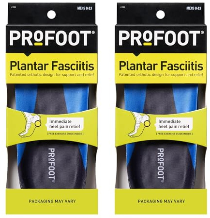 PROFOOT Plantar Fasciitis Orthotic Insoles for Men (Sizes 8-13) – Gel Shoe Inserts for Instant Heel Pain Relief and Arch Support – 2 Pairs of Heel Pads