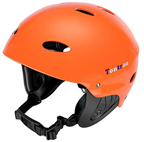 Tontron Wakeboard Kajak Kitesurf Wassersport Helm (Glossy Orange, L)