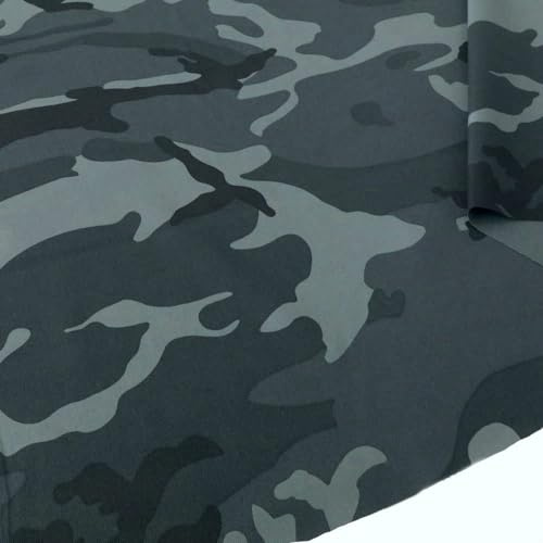 TOLKO Camouflage Stoff aus Baumwolle | Robust, Farbecht und UV-beständig | Uniform Tarnstoff Stoffe zum Nähen Meterware im Nacht Flecktarn | mittelschwer 150cm breit (Graue Nacht)
